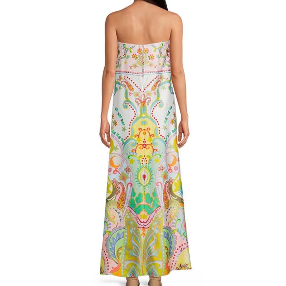 Antonio Melani Dress Sz 10 Lucia Printed Satin Strapless Maxi Vacation Summer - Picture 2 of 6